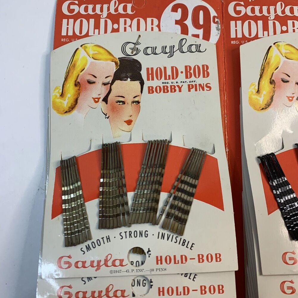 (36) Gayla Hold-Bob Bobby Pins Packages Original Box Display VTG NEW 40's RARE!